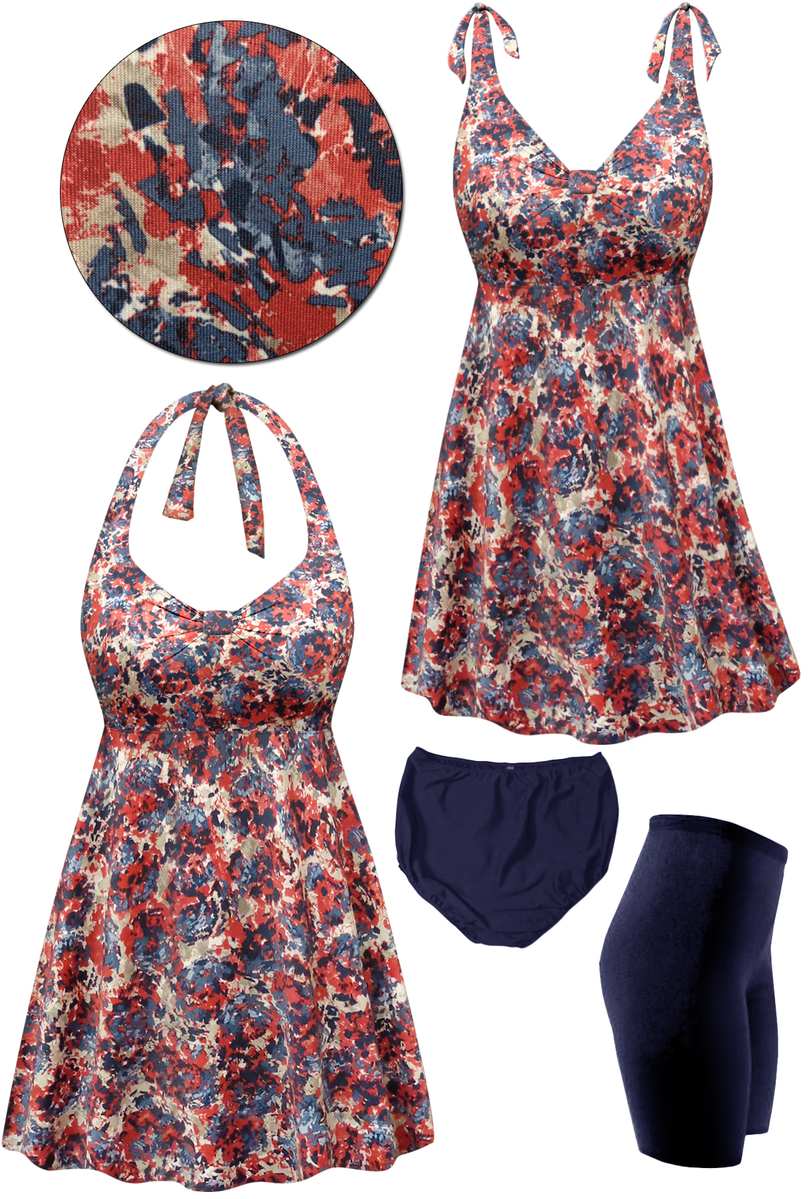 SOLD OUT! Customizable Plus Size Red Tan & Blue Print Halter or ...