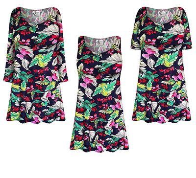 NEW! Customizable Plus Size Tropical Breeze Print Short or Long Sleeve Rayon Tops - T-Shirts & Tank Tops - Sizes XL 1x 2x 3x 4x 5x 6x 7x 8x 9x
