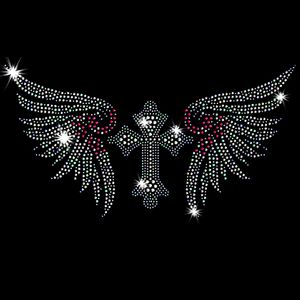 Gothic Cross With Pink & Silver Wings Sparkly Rhinestud Rhinestones Plus Size & Supersize T-Shirts S M L XL 2x 3x 4x 5x 6x 7x 8x 9x (All Colors)