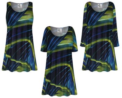 NEW! Plus Size Iridescent Lagoon Slinky Top Tunics Tanks Blouses 1x - 9x
