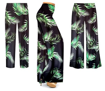 NEW! Midnight Palm Ultra Soft Brushed Customizable Plus Size & Supersize Pants - Tapered - Palazzo - Capri 1x to 9x