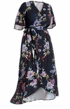 CLOSEOUT CLEARANCE! Plus Size Black Floral Ruffled High Low Wrap Dress Size 3x
