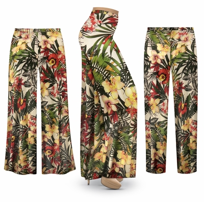 SALE! Plus Size Blossoming Humidity Print Slinky Palazzo Pants & Tapered Pants Customizable L XL 1x 2x 3x 4x 5x 6x 7x 8x 9x