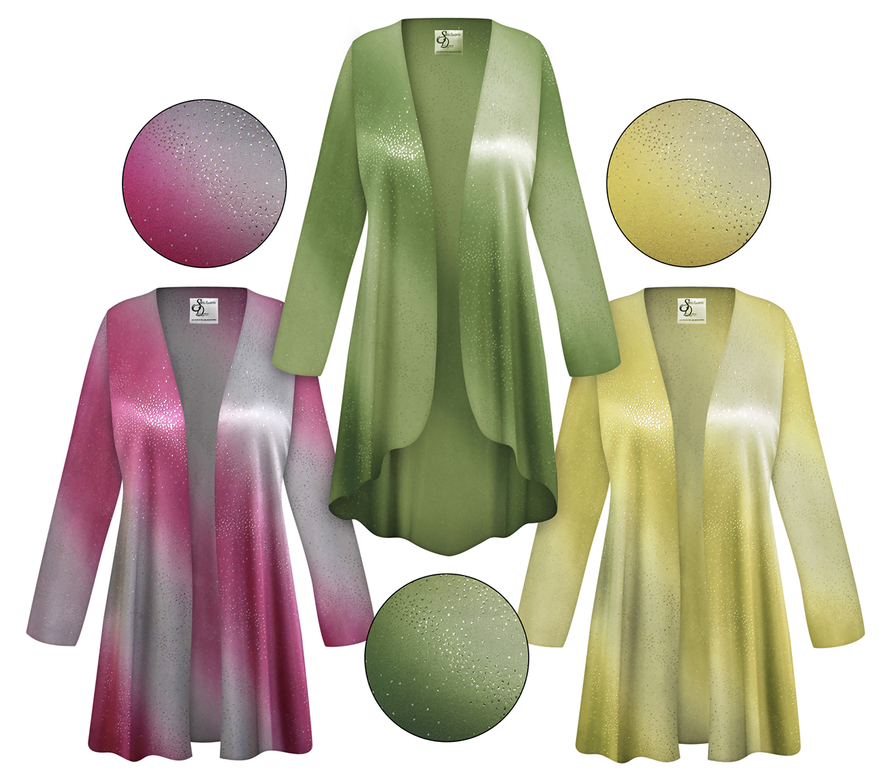 NEW! Plus Size Juicy Fruit Glitter Speckle Print SLINKY Jackets