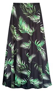 NEW! Plus Size Midnight Palm Ultra Soft Brushed Print Skirt Print Customizable 1x to 9x