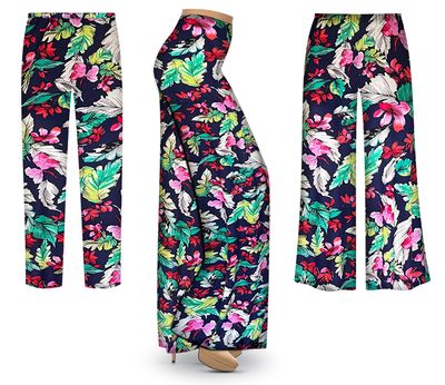 NEW! Plus Size & Supersize Customizable Tropical Breeze Soft Rayon Print Palazzo & Tapered Pants 1x to 9x