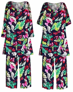 NEW! Plus Size Tropical Breeze Print Ultra Soft Rayon 2 Piece Pajama Pant Set Customizable 0x 1x 2x 3x 4x 5x 6x 7x 8x 9x