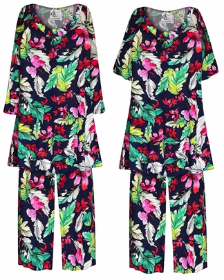 NEW! Plus Size Tropical Breeze Print Ultra Soft Rayon 2 Piece Pajama Pant Set Customizable 0x 1x 2x 3x 4x 5x 6x 7x 8x 9x