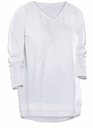 CLOSEOUT CLEARANCE! Plus Size White V-Neck Hi Lo Hem Sweatshirt 3x