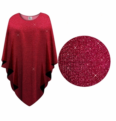 CLOSEOUT CLEARANCE! Plus Size Supersize Womens Coverup Poncho Sparkling Crimson Ember Knit Slinky 1x to 9x
