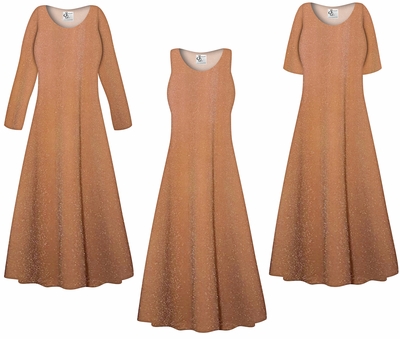 NEW! Tan and Silver Glimmer Slinky Customizable Plus Size & Supersize Slinky Dresses 1x - 9x
