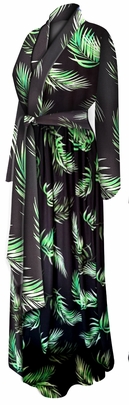 NEW! Ultra Soft Brushed Jersey Plus Size & Supersize Midnight Palm Dressing Gown / Hostess Robes 1x-9x