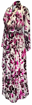 NEW! Ultra Soft Brushed Jersey Fleeting Petals Print Plus Size & Supersize Retro Style Dressing Gown / Hostess Robes 1x-9x