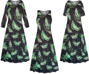 NEW! Midnight Palm A-Line Plus Size Dress - Black & Green Tropical Leaf Print 1x-9x