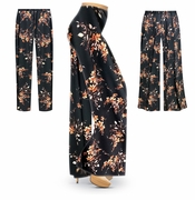 CLOSEOUT CLEARANCE! Womens Plus Size Autumn Nostalgia Floral Slinky Palazzo Pants - Tapered Pants XL