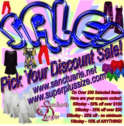 <font size=5 color=red><center><b>ONE DAY ONLY! PICK YOUR DISCOUNT! <br>10%-25%-35%-50%</b></center></font>