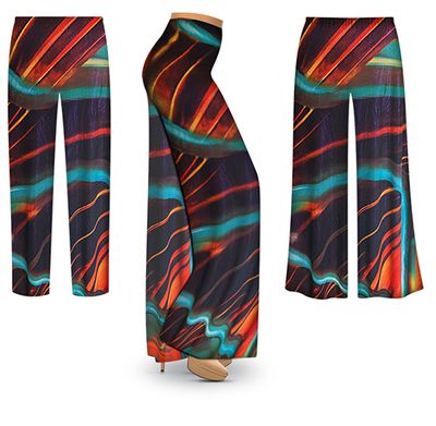 NEW! Beautiful Customizable Plus Size & Supersize Sunset Wave Slinky Pants - Tapered - Palazzo - Capri 1x to 9x