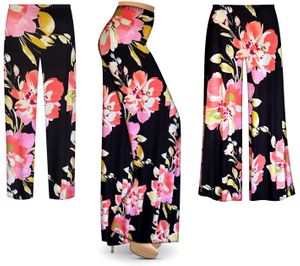 NEW! Large Pink Flowers Rayon Jersey Floral Pants - Plus Size 0x-9x