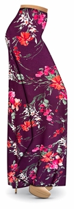 Plus Size Burgundy Floral Palazzo Pants � Wide Leg Rayon Pants with Custom Inseam