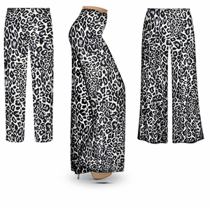 Plus Size Leopard Print Customizable Pants Wide Leg or Straight Leg | Slinky Poly-Spandex Short Sleeve Blouse | XL-9X
