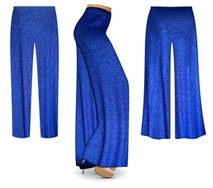 Plus Size Royal Shinny Glitter Slinky Pants Wide Leg Pull On Pants Customizable Pants | XL-9X