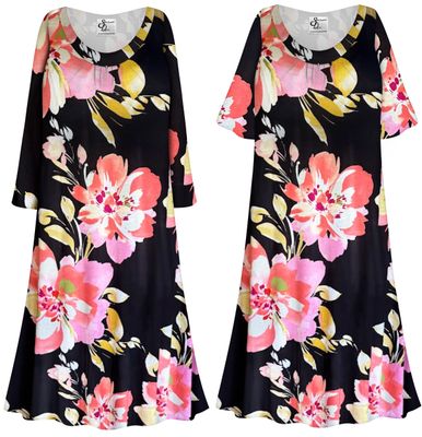 NEW! Plus Size Large Pink Flowers Rayon Jersey Print Sleep Gown - Muumuu - Moo Moo Dress 0x 1x 2x 3x 4x 5x 6x 7x 8x 9x