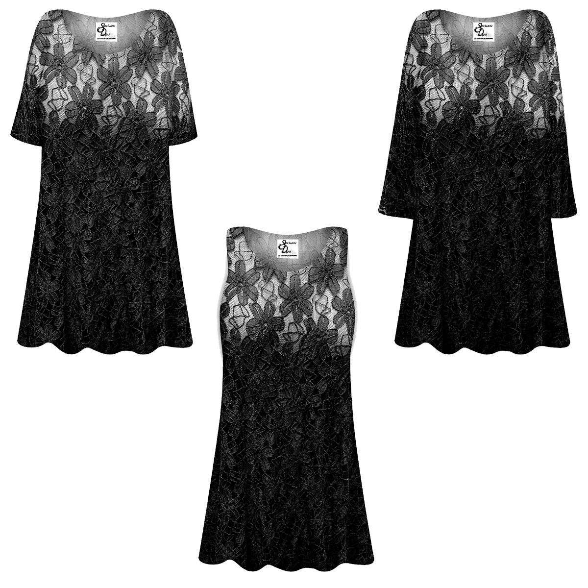 Plus Size Black Extra Long Women's Ultra Soft Tops Customizable