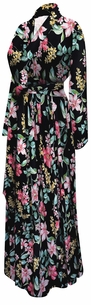 Plus Size Black Floral Maxi Robe (XL-9X)