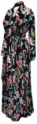 Plus Size Black Floral Maxi Robe (XL-9X)
