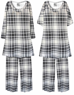 Plus Size Black & White Plaid Pajama Set - Soft Brushed Sleepwear Lounge Set (XL-9X)