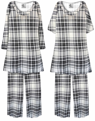 Plus Size Black & White Plaid Pajama Set - Soft Brushed Sleepwear Lounge Set (XL-9X)