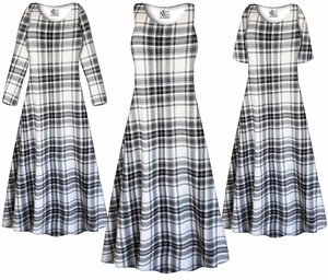 Plus Size Black & White Plaid Maxi Dress - Soft Brushed Fabric, Custom Fit (XL-9X)