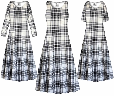 Plus Size Black & White Plaid Maxi Dress - Soft Brushed Fabric, Custom Fit (XL-9X)