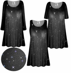Sparkling Glittery Black Sheer Plus Size & Supersize Customizable Tops 1x 2x 3x 4x 5x 6x 7x 8x 9x