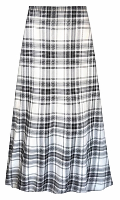 Plus Size Black & White Plaid Brushed Skirt (XL-9X) Customizable Length & Fit