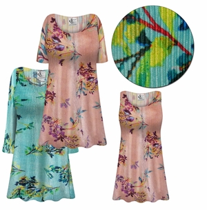 NEW! Customizable Plus Size Coral or Sea Foam Floral Crinkle Satiny Tops 0x 1x 2x 3x 4x 5x 6x 7x 8x