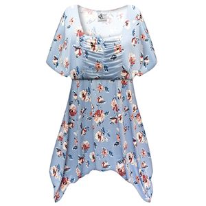 NEW! Plus Size Blue Spring Fields Slinky Womens Babydoll Top Customizable