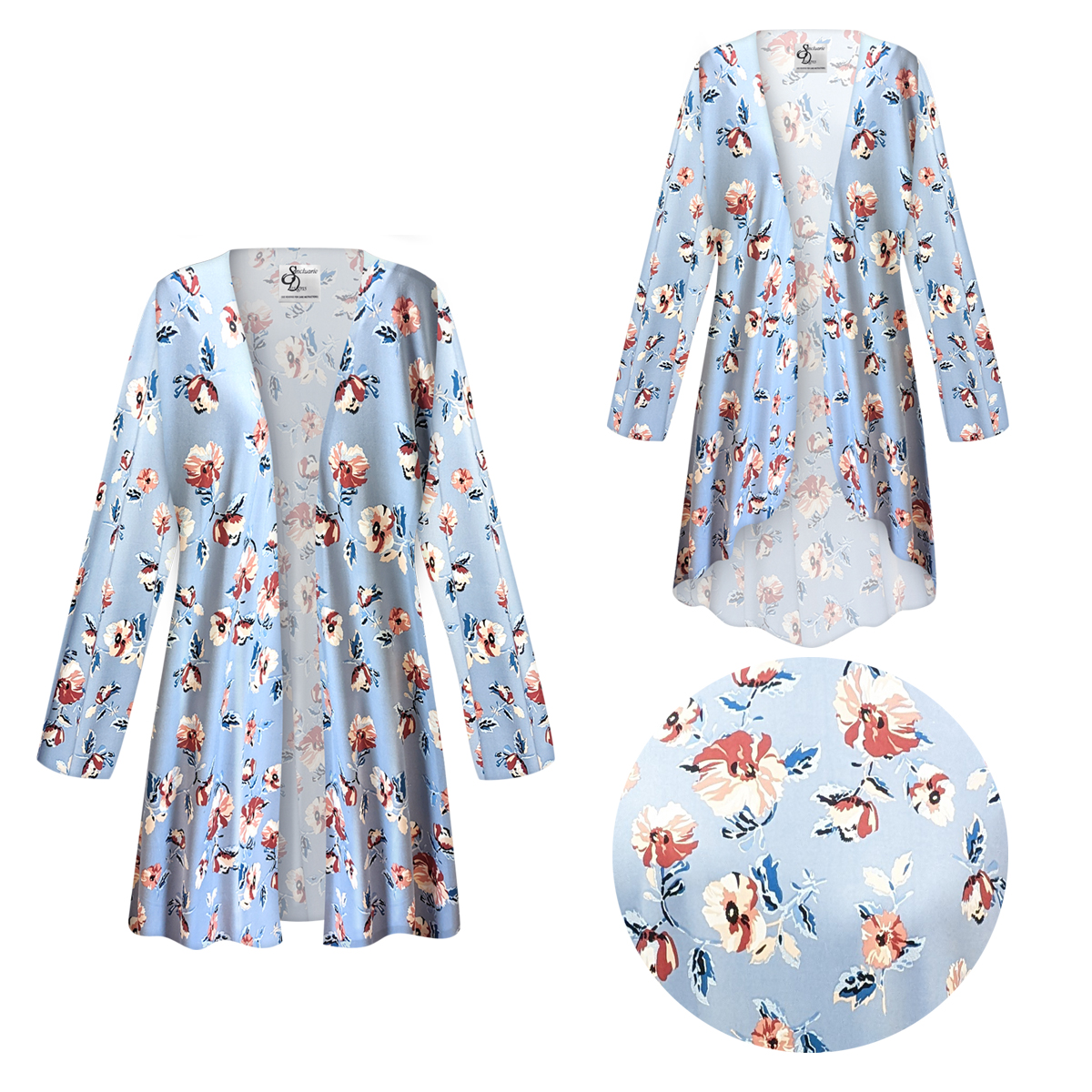 Plus Size Blue Fields Slinky Womens Jackets & Dusters Customizable