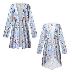 NEW! Plus Size Blue Spring Fields Slinky Womens Jackets & Dusters Customizable
