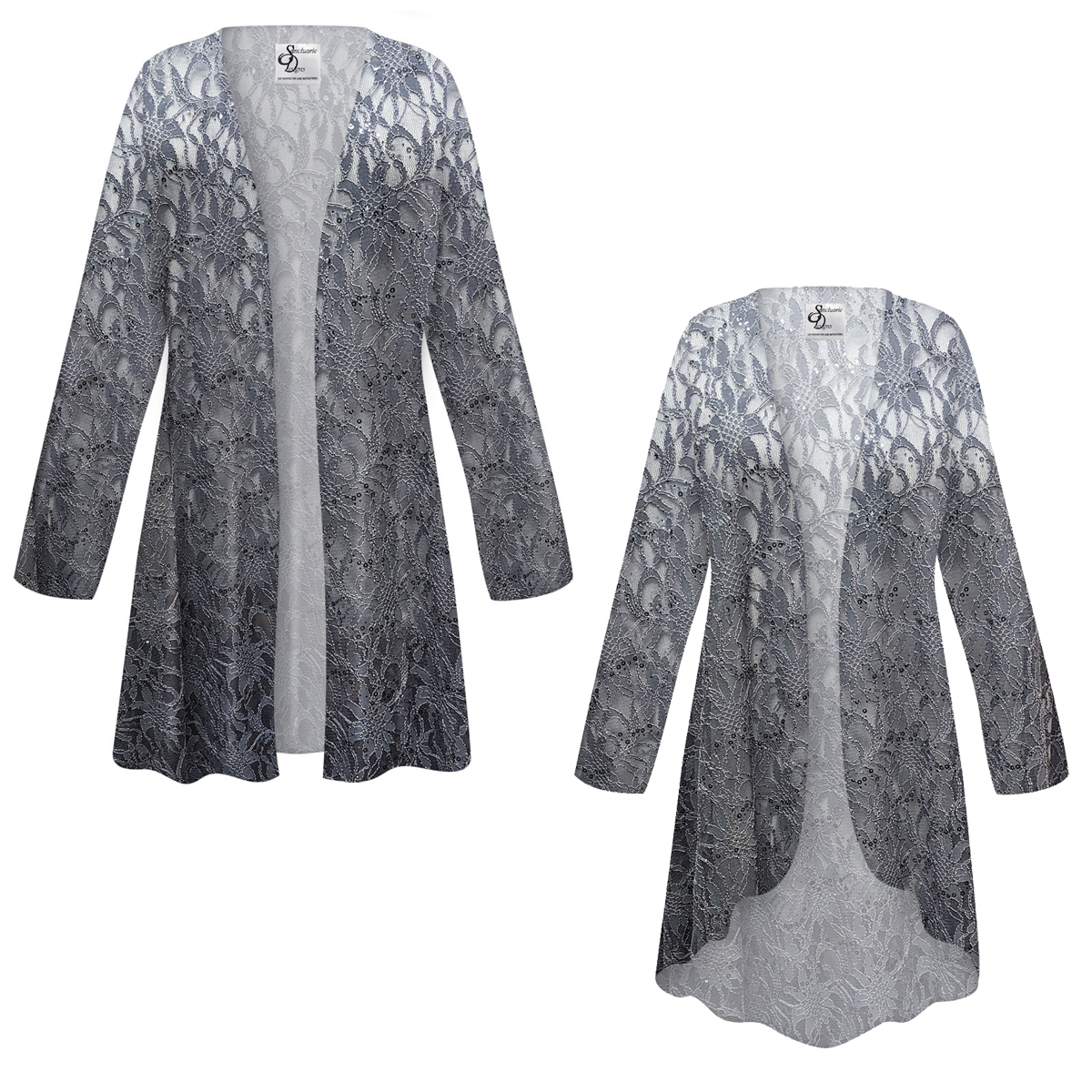 SOLD OUT! Plus Size Grey Lace Women's Jackets & Dusters Customizable