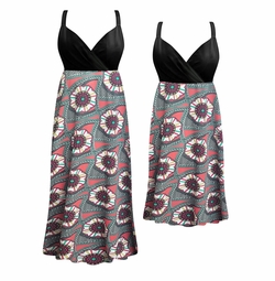 Plus Size Gan Fan Fractal Empire Waist Women's Dress