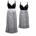 Plus Size Sheer Lined Grey Or Beige Lace W Silver Sequins Empire Waist 