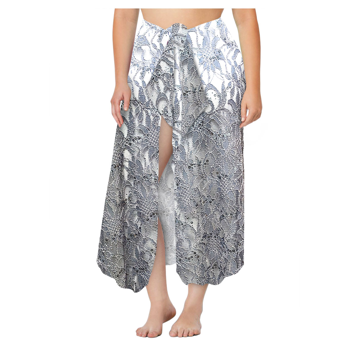 Plus Size Grey Lace Swimsuit Summer Cover Up Sarong