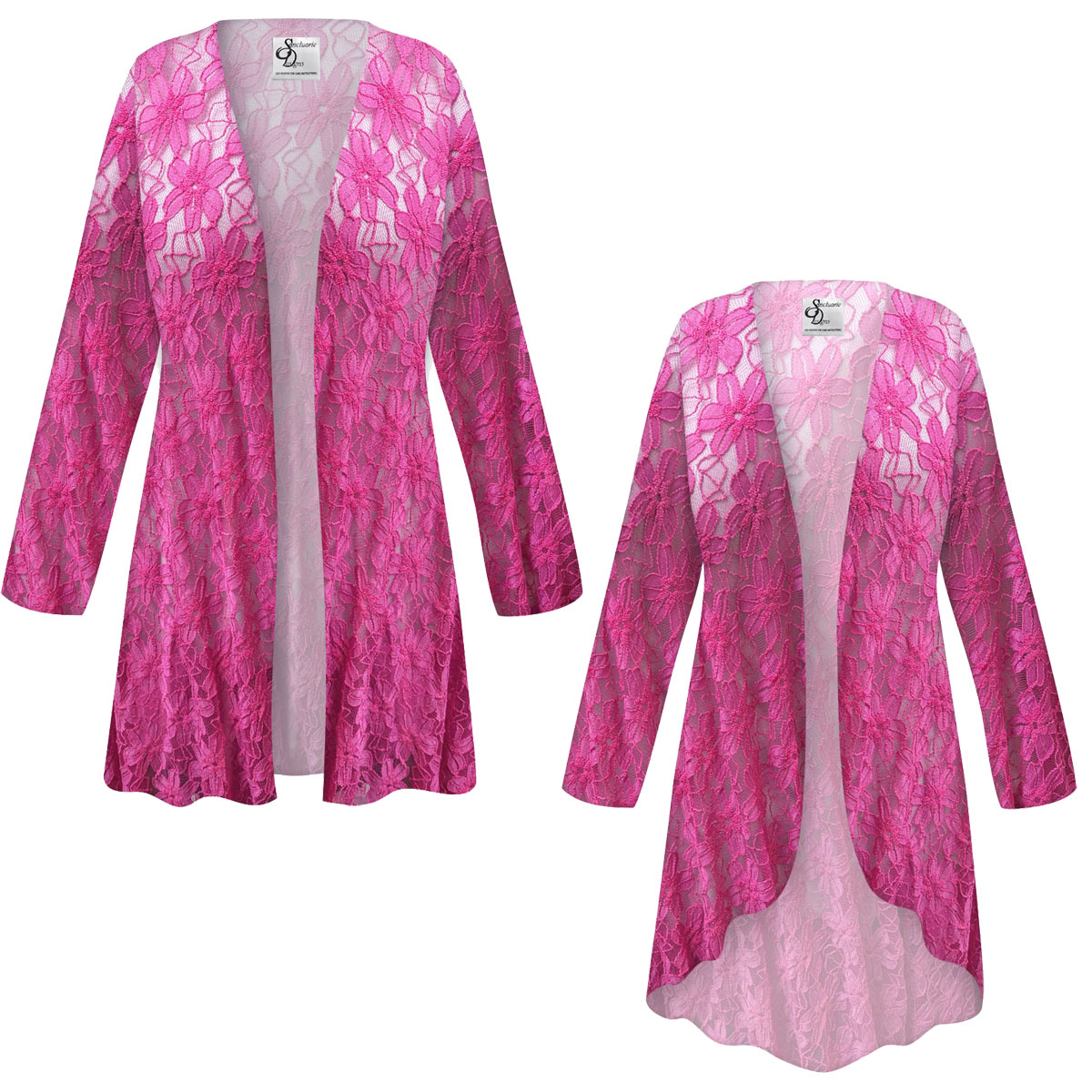 Plus Size Hot Pink Lace Lined Women's Jackets & Dusters Customizable