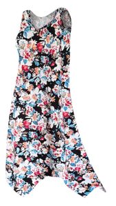 Plus Size Midnight Orange Blossom Sharktail Hem Cotton Swimsuit Cover Up Dress with Pockets 1x - 9x