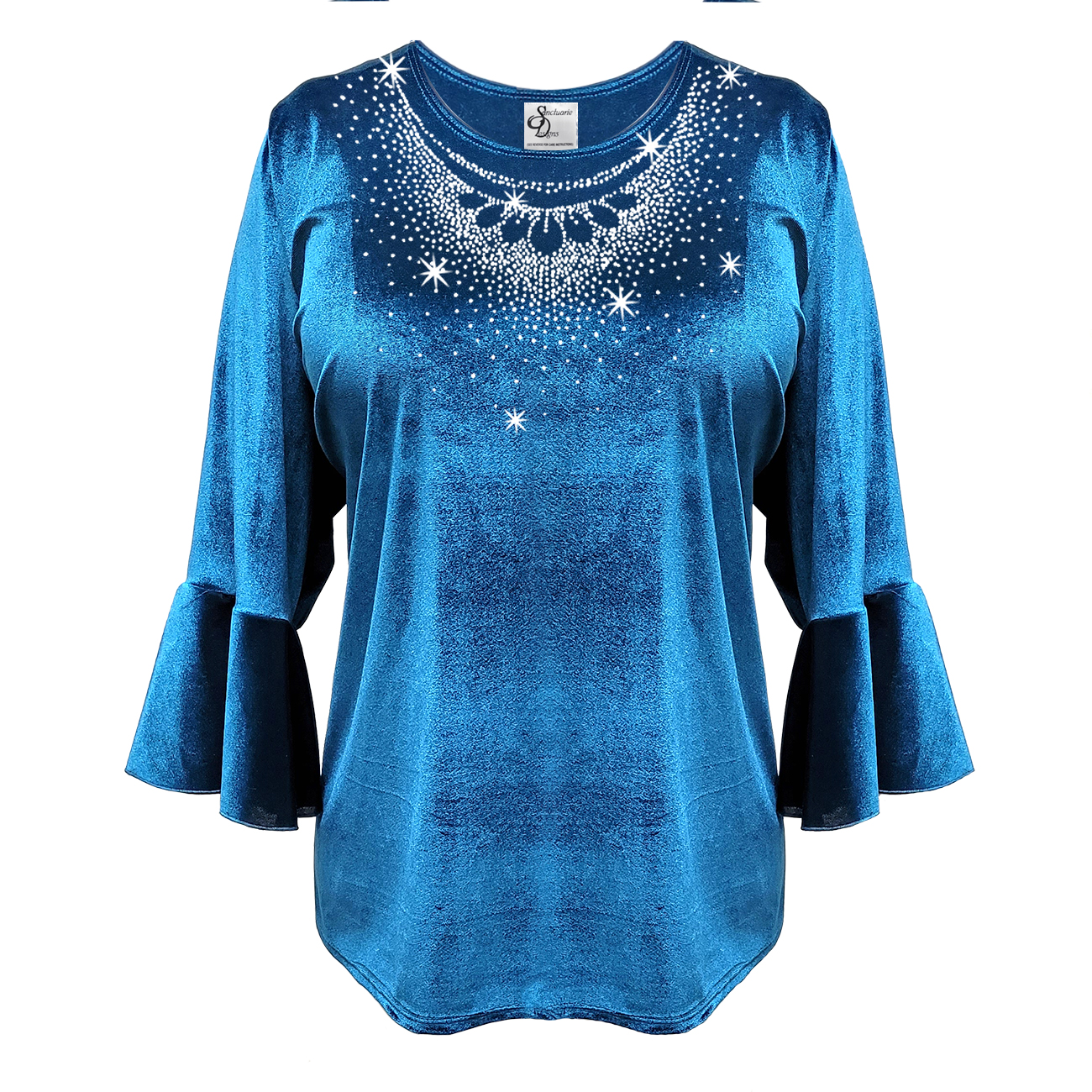 SOLD OUT! Plus Size Royal Blue Smooth Velvet with Rhinestud Rhinestones