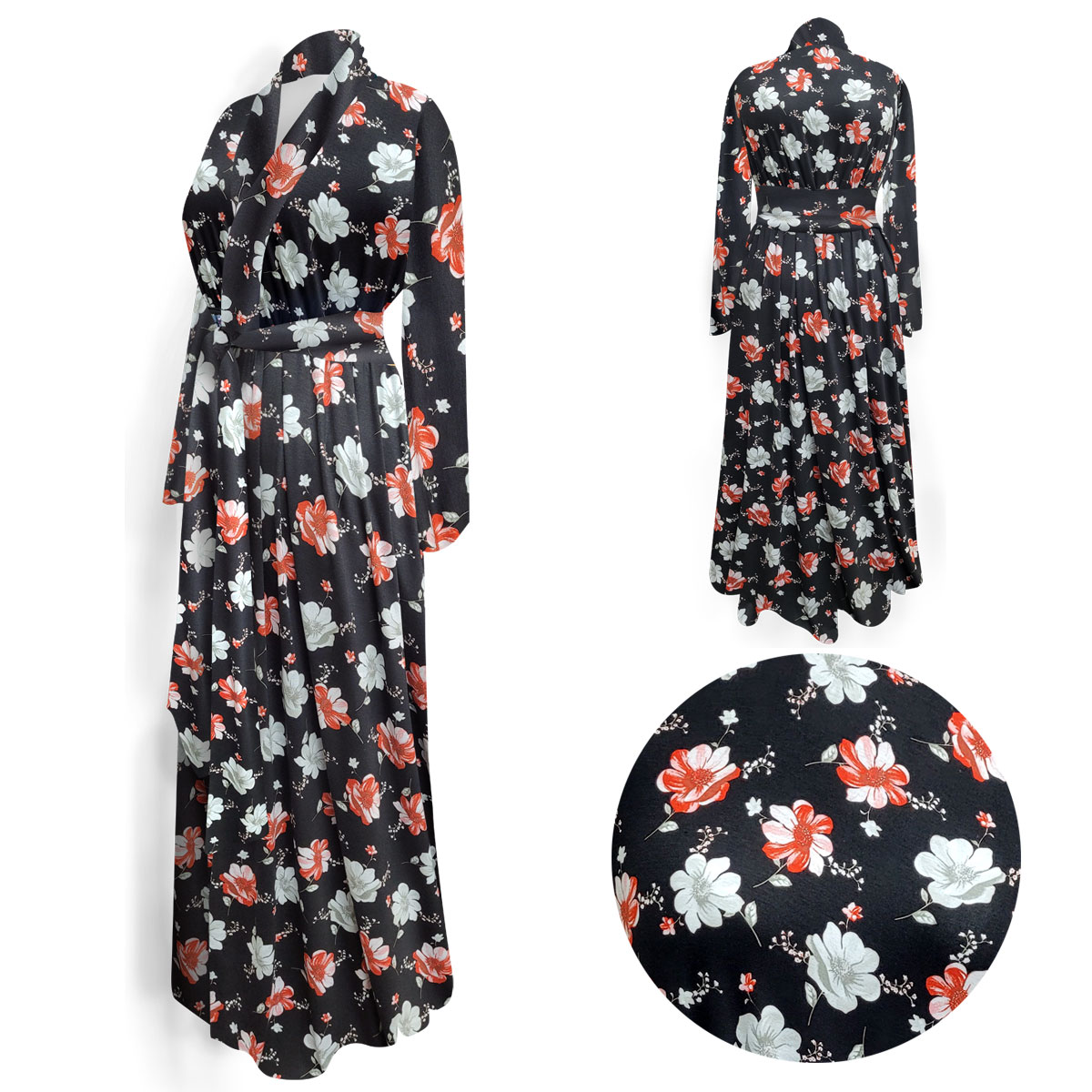 Plus Size Women's Night Flora Print Ultra Soft Robe with Attached Belt