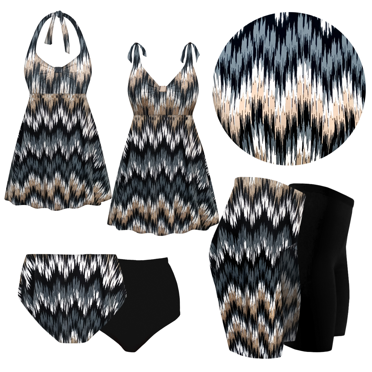 Plus Size Women's Swimwear Sound Wave TwoPiece Halter or Shoulder