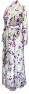 NEW! Ultra Soft Brushed Jersey Violet Breeze Print Plus Size & Supersize Retro Style Dressing Gown / Hostess Robes 1x-9x
