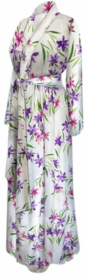 NEW! Ultra Soft Brushed Jersey Violet Breeze Print Plus Size & Supersize Retro Style Dressing Gown / Hostess Robes 1x-9x